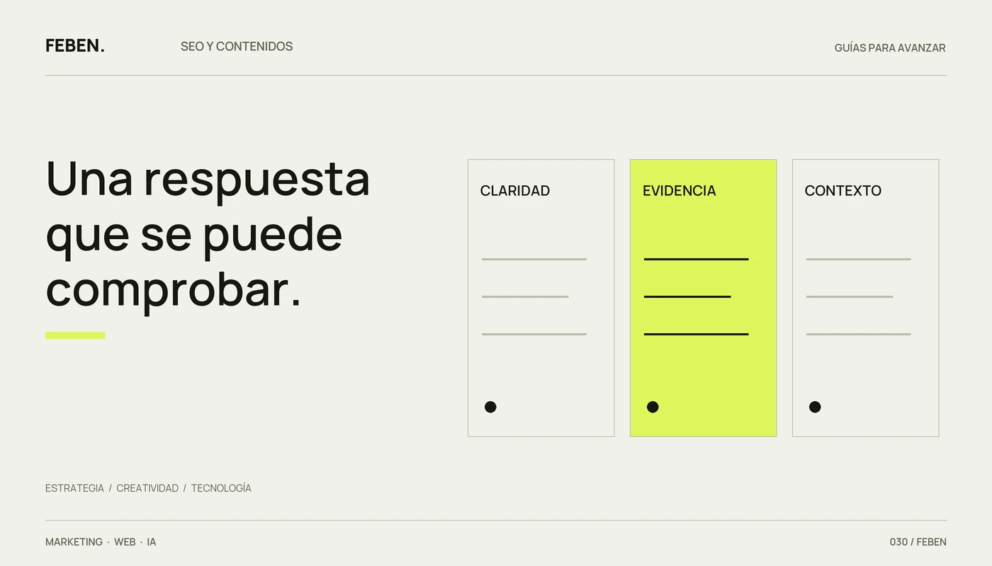Tres criterios editoriales para contenidos: claridad, evidencia y contexto.