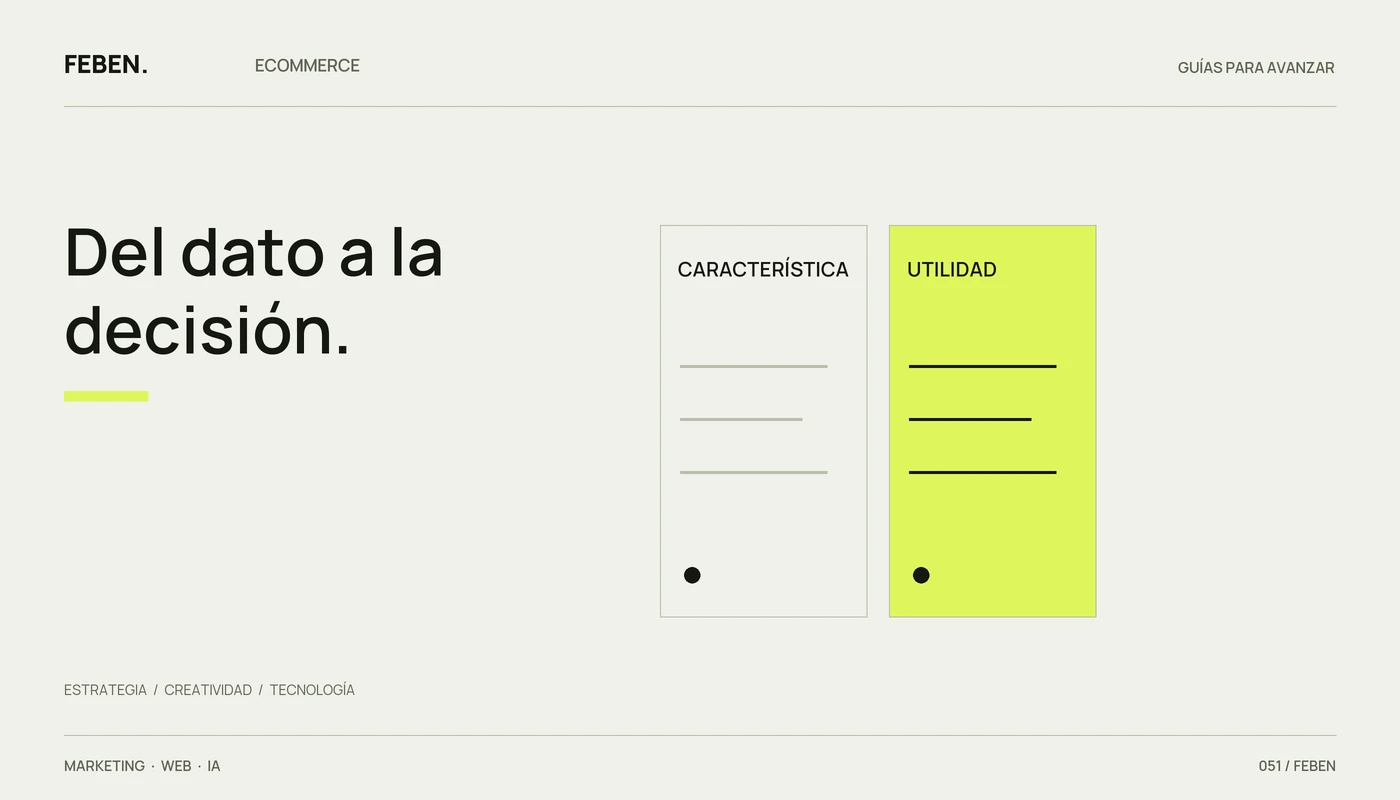 Comparación editorial entre un dato del producto y su utilidad para elegir.